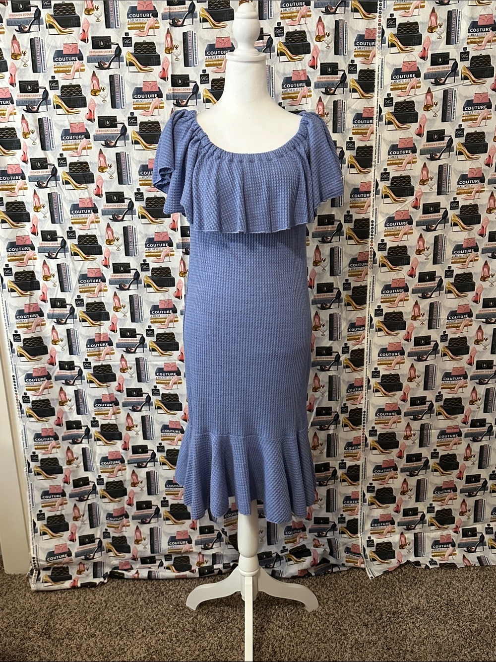 LuLaRoe Periwinkle Ruffle Midi Dress